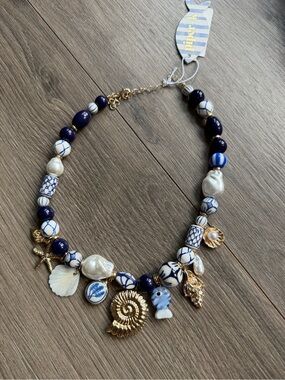 Piper K Navy & White Nautical Charm Necklace by